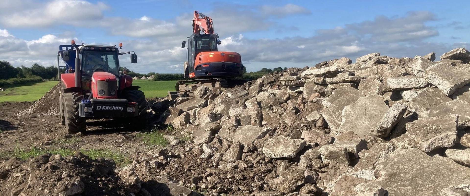 Concrete can be crushed down to create a recycled sub base product for farm use